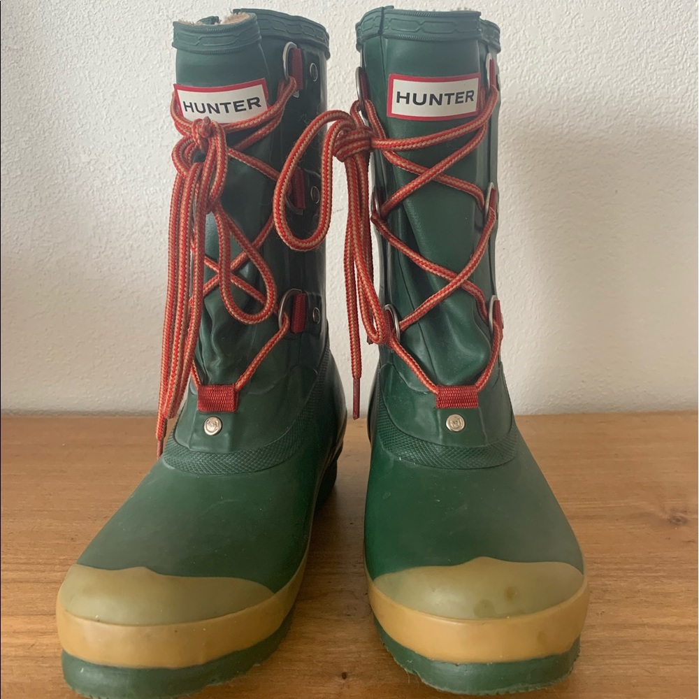 Green Hunter lace up 3/4 boots. size 3 Uk, 5US but fits more like a 5.5-6.